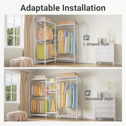 VIPEK Classic V6 Wire Garment Rack 5 Tiers Heavy Duty Clothes Rack for Hanging Clothes, Wardrobe Racks Compact Large Metal Clothing Racks Freestanding Closet Storage Racks, Max Load 850LBS, White - color: White, size: Classic V6 Standard