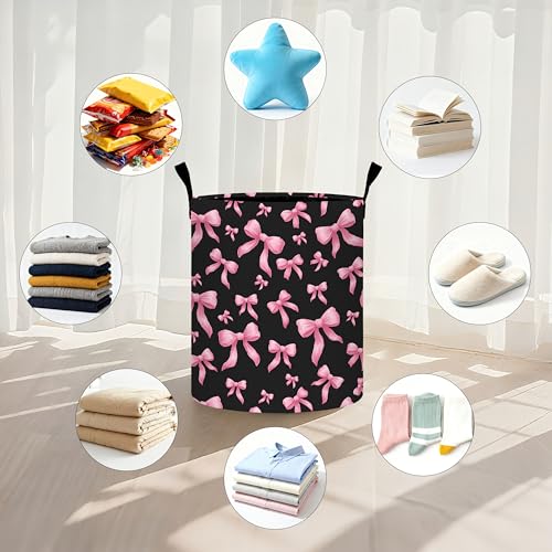 Bow Laundry Basket Storage Bin Foldable Laundry Hamper Clothes Storage Bucket Organizer 19.6x15.7 Inch For Laundry Room/Bedroom/Bathroom - color: Bow