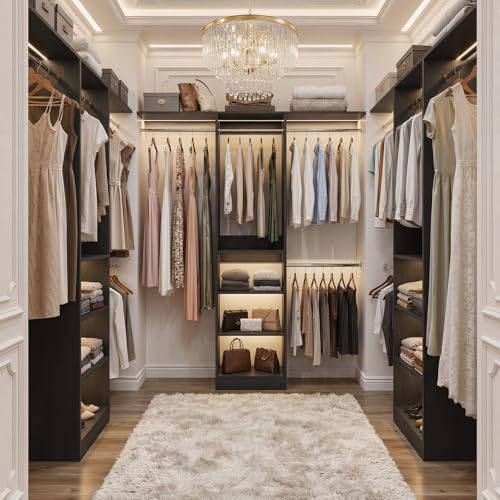 Cyclysio 4FT Small Closet System, 80"H Closet Organizer System with 4 Closets Rods & 3 Shelves, 48" Closets Organizers and Storage for Small Bedrooms, Laundry Rooms, Cloakrooms, Black - color: Black