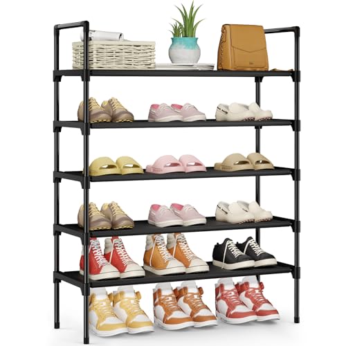 Kitsure Shoe Rack - 5-Tier Shoe Organizer, Shoe Rack for Closet, Entryway, Bedroom, Easy- Assembly Storage Shelf with Side Handles, 27.6" Wide - 5 Tiers, Black - color: Black, size: 27.6" Wide - 5 Tiers
