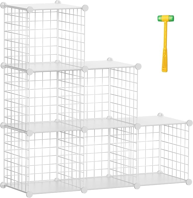 TUMUCUTE Closet Organizer, Organizers and Storage,Cabinet Metal Shelf Rack Storage Shelves Bookshelf,Toy Organizers and Storage Bins (6-Cube, White) - color: White Plus Iron, size: 6 Cubes