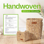 Handwoven Water Hyacinth Decorative Basket, Small Bathroom Trash Can 10L, Open-Top Woven Organizer for Bathroom, Bedroom & Living Room, Natural Fiber, 11 Inch - size: 11 Inch (28 cm), style: Bathroom Trash Can