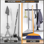 Heavy-Duty Stainless-Steel Broom Holder Wall Mount with 3 Racks and 4 Hooks | Waterproof Mop and Broom Hanger | Adjustable, Garage & Garden Tool Organizer | Black - size: 3 Racks & 4 Hooks