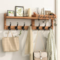 Evermagin 29" Coat Rack Wall Mount with Shelf, 4 in 1 Wall Mounted Coat and Key Hanger with 11 Hooks, Entryway Key Holder with Mail Holder for Living Room, Bedroom - color: Brown, size: 29 inch