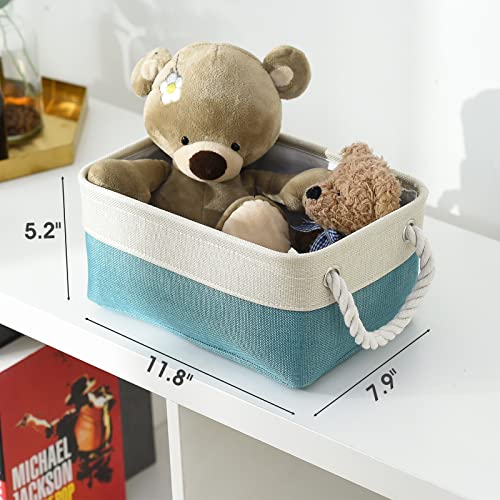 TheWarmHome Storage Bins for Shelves - Small 6 Pack 11.8x7.8x5.2 inch Sturdy Storage Basket W/Handles, Decorative Foldable Storage Baskets for Organizing Closet Nursery Toy(White & Green) - color: White And Green, size: 6PCS/Small -11.8Lx7.9Wx5.2H