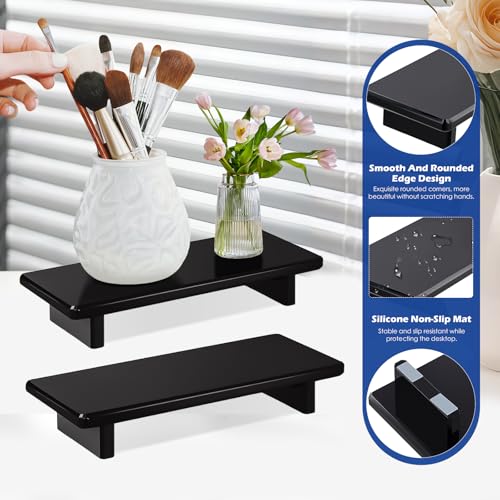 Acrylic Bathroom Counter Tray Stand, Kitchen Soap Holder Riser for Vanity Candle Plant Display, (1, Black-Small-8.6 x 3.6 x 1.5) - size: Black-Small-8.6 x 3.6 x 1.5