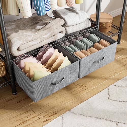 Golpart Coat Rack Clothes Wardrobe：Closet Organizer and Storage Clothing Garment Rack with Shelves Heavy Duty for Hanging Clothes Portable Adjustable Black 15.8" DX56.8 WX76.5 H - color: Black, size: 15.8"DX56.8"WX76.5"H