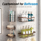 Youvip Adhesive Shower Caddy, No Drilling Bath Organizers 5 Pack, Rustproof Shelves with Soap Holder & Toothbrush Holder, Bathroom Organizers and Storage, Bronze - color: Bronze
