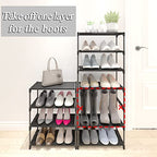 4-Tier Small Shoe Rack .Stackable Shoe Shelf Storage Organizer for Entryway Hallway Closet Bathroom Living Room (Black) - color: Black