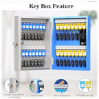32 Key Lock Box(Plus), Smart Key Cabinet Wall Mount, 4-Way Unlocking, OTP/APP/Fixed Code Unlock,OTP Access Share Half Remote Unlock - size: 32 keys plus(Smart)