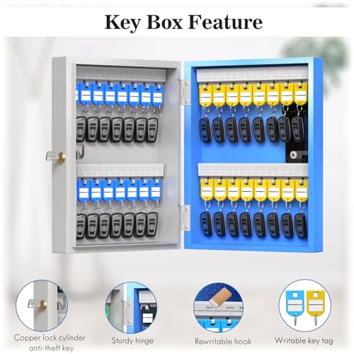 32 Key Lock Box(Plus), Smart Key Cabinet Wall Mount, 4-Way Unlocking, OTP/APP/Fixed Code Unlock,OTP Access Share Half Remote Unlock - size: 32 keys plus(Smart)