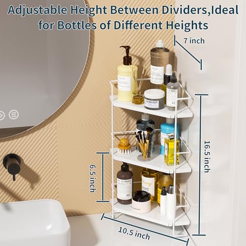 BOIVSHI 3-Tier Bathroom Countertop Organizer, Bathroom Organizers and Storage for Bathroom, Kitchen Counter, Corner Storage Shelf for Bedroom Storage Makeup Skincare Perfume (White) - color: White, size: 3-Tier