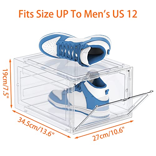HOMIDEC Shoe Storage, 8 Pack Shoe Organizer Clear Hard Plastic Shoe Box, Shoe Boxes Clear Plastic Stackable, Shoe Boxes with Lids for Size 13 - color: Transparent, size: 8
