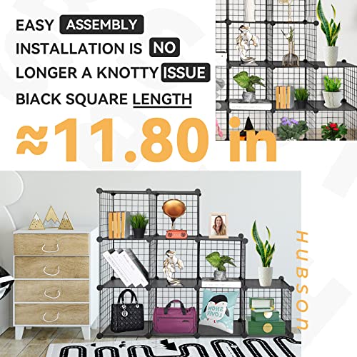 HUBSON Wire Cube Storage Organizer, Book/Toy/Craft/Potted Plants and petCloset Organizers and Storage Shelves, 25-Cube Freely Combinable Metal Grids Storage Shelf,Black Plus Iron - color: Black Plus Iron, size: 25 Cubes