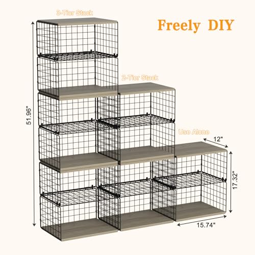 2 Pack Extra-Long, Low-Profile Closet Organizers and Storage with Wood Top, 4 Tier Stackable Closet Shelf Organizer, Space-Saving Clothes Storage Bin for Wardrobe & Small Spaces, Sturdy (Black) - color: BLACK, size: 4-tier:15.74"L x 12"W x 17.32"H