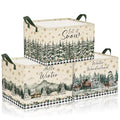 Geelin 3 Pcs Christmas Winter Baskets Wonderland Storage Basket for Gifts Collapsible Waterproof Canvas Xmas Reindeer Storage Bin Organizer with Handles for Book Closet Shelf Nursery Decor - style: Christmas Winter