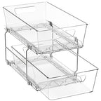 Simple Houseware 2 Tier Basket Drawer Cabinet Pull-Out Organizer, Clear - size: 1-Pack