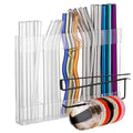 Kitchen Cabinet Straw Holder: Acrylic Organizer and Hanging Lid Rack with Adhesive for Door – Cup Tumbler Accessories Storage Set