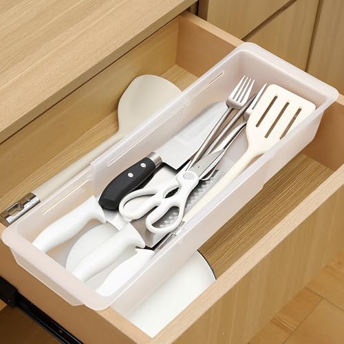 2 Pack Deep Drawer Organizer Bins, Adjustable Sliding Drawer Organizer Bin Expandable Tray for Kitchen Utensils, BBQ Tools, Towels, Durable Plastic Sliding for Easy Storage (17" to 27”) - size: 17" to 27”
