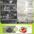 6 PCS Fruit Storage Containers for Fridge with 6 Removable Colanders, BPA Free Fruit Containers for Fridge, Dishwasher & Microwave Safe Produce Containers Keep Fruits, Vegetable, Berry Fresh Longer - color: 6PCS White