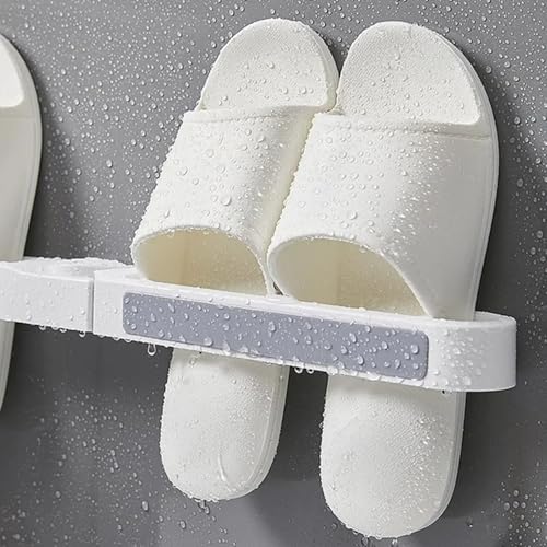 Multi-Functional Wall Mounted Storage Rack Foldable Shoe Holder for Bathroom and Entryway Space Saving Organizer(White) - color: White, size: 53X5.5