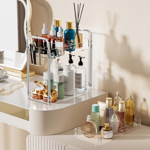 SPACEKEEPER 3 Tier Acrylic Storage Rolling Cart Clear Bathroom Cart Organizer, Transparency Laundry Room Organization Mobile Shelving Unit Multifunction Rolling Utility Cart for Office Living Room - size: 3 Tier