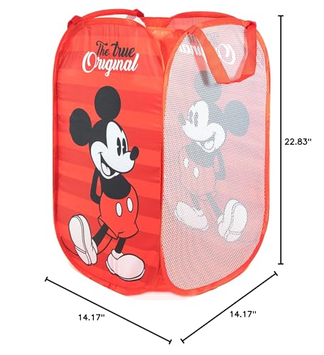 Jay Franco Disney Mickey Mouse Pop Up Hamper - Mesh Laundry Basket/Bag with Durable Handles (Official Disney Product) - color: Mickey Mouse - Red