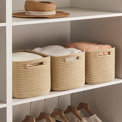 UBBCARE 4 Pack Storage Baskets for Shelves, Baskets for Organizing, Cube Shelf Storage Bin with Handles, Woven Storage Basket, 13"L x 9"W x 7.5"H, Brown - color: Brown, size: 4 Pack-13"(L)×9"(W)x7.5"(H)