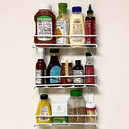 Evelots 3-Tier Spice Rack-Door/Wall Mounted-Sturdy Coated Metal-Up to 18 Bottles - size: 3-Tier, style: Door/Wall Mount