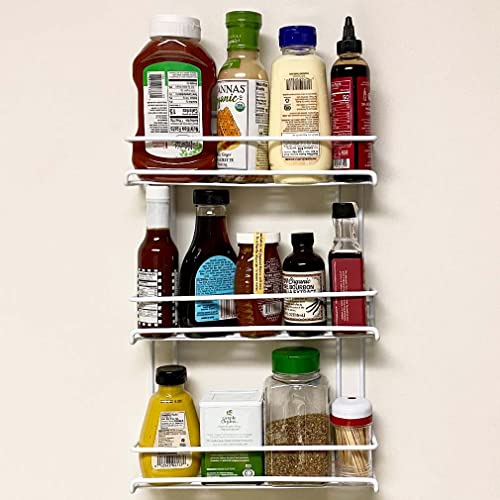 Evelots 3-Tier Spice Rack-Door/Wall Mounted-Sturdy Coated Metal-Up to 18 Bottles - size: 3-Tier, style: Door/Wall Mount