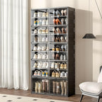 Vipbox Shoe Rack Organizer Cabinet for Closet Entryway,Clear Shoe Storage Boxes Stackable Sneaker Storage with Door Easy Assembly Black Shoe Cabinet with Lids Large 9 Tiers 36 Pairs - size: 9 Tiers 36 Pairs