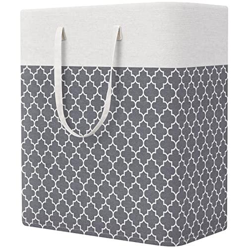 StorageRight Laundry Basket Hamper Large Collapsible Laundry Hamper with Easy Carry Handles，Freestanding Clothes Hampers for Laundry, Bedroom, Dorm, Clothes, Towels, 100L, Clover Grey - color: Clover Grey, size: 100L