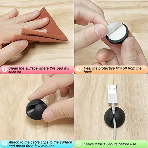 Shintop Cord Organizer, 6 Pack Black Charger Holder Cable Clips Wire Clips for Organizing Desk Nightstand Car Phone Charger - color: Black, size: Small