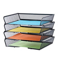 4 Tier Mesh Stackable File Trays Letter Trays,Office Paper Organizer for Desk,File Organizers and Storage,Black