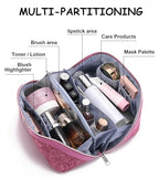 BOYATU Travel Makeup Bags Cosmetic Organizer Bag: 3 Pcs Set Large Capacity Floral Make up Bag with Compartments - Waterproof Leather Toiletry Bags with Handle for Women (20-Red) - color: 20-Red