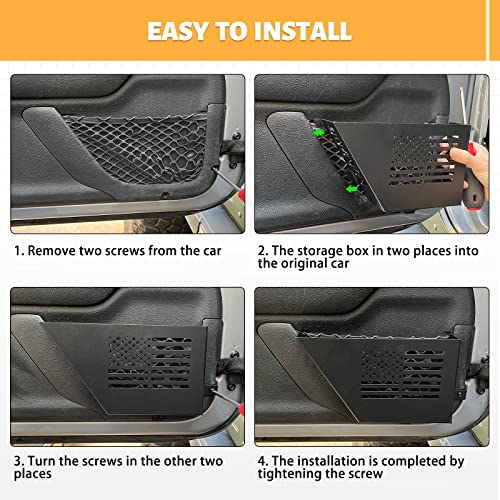 MAIKER Metal Front Door Storage Box, Door Side Insert Organizer Box Pockets for 2007-2018 Jeep Wrangler JK JKU 2/4 Door 2pcs(Black) - size: JK/JKU Front