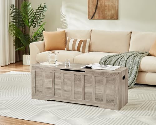 VANKILEY 51.2" Storage Chest Extra Large,Storage Bench with 2 Safety Hinges,Shoe Bench,51.2 * 15.7 * 19.1 inches,Wooden Trunk for Bedroom,livingroom,entryway,Supports 220 lb,Easy Assembly(Greige - color: Greige