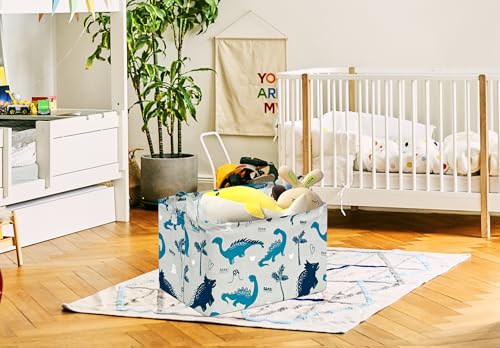 Baby Waterproof Storage Basket Toys Organizer Nursery Bins for Women Kids Hamper for Organizing Home/Dorm/Kitchen/Pet/Office/Closet/Shelf/Room Decor - color: Green Dinosaur