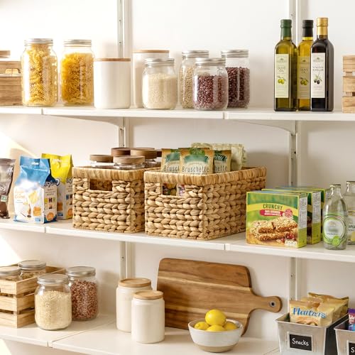 StorageWorks Wicker Basket, Baskets for Organizing, Storage Basket with Built-in Handles, Water Hyacinth Shelves (Medium 2-Pack, Natural Hyacinth) - color: Natural (Water Hyacinth), size: 2x 13¼"L x 8¼"W x 7"H