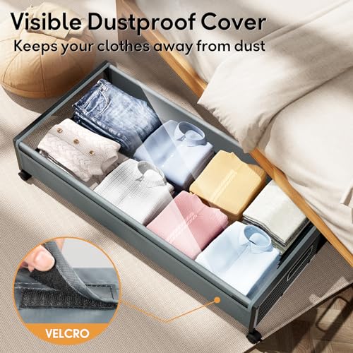 Under Bed Storage with Wheels，1 Pack Under Bed Storage Containers,Underbed Shoe Storage Bedroom - color: Gray, size: 1pcs