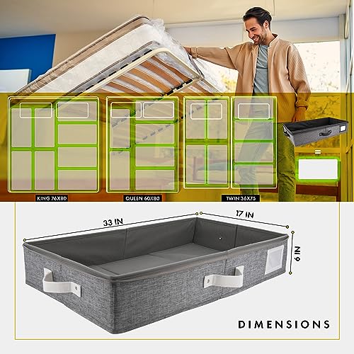HOMELUX THEORY 2pc Under Bed Storage Containers, Bedroom Under the Bed Drawer Storage Organizer with Bins and Lids, Large Underbed Clothes Storage Box Ideal for Blanket, Fabric, & Shoes (LightGray) - color: Light Gray, size: Large (2pc)