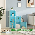 C&AHOME Cube Storage Organizer, 6-Cube Shelves Units, Closet Cabinet, DIY Plastic Modular Book Shelf, Ideal for Bedroom, Living Room, Office, 36.6" L x 12.4" W x 36.6" H Blue UPCS06L - color: Blue