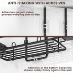 REINHARDT Shower Caddy Hanging, Rustproof Shower Caddy Anti-Swing Shower Organizer Over Showerhead No Drilling Shower Racks with Soap Holder Multi Hooks Bathroom Storage for Shampoo Sponge, Black - color: Black