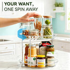 2 Tier Lazy Susan Turntable Organizer 9.25'' Rotating Spice Rack Organization, 1 Pack - size: 1 PACK Transparent
