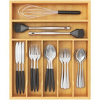 Lifewit Silverware Drawer Organizer, Utensil Tray for Kitchen, Flatware and Cutlery Holder, Storage for Spoons Forks Knives, 33 x 42cm, Natural - size: 12.9''W x 16.5''D