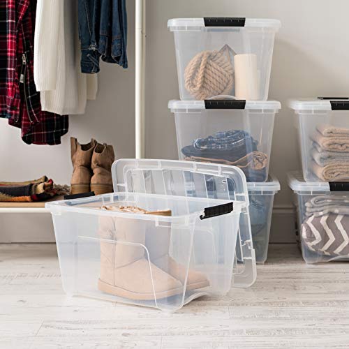 IRIS USA 32 QT Plastic Storage Box with Lid and Latches - 6 Pack - BPA-Free, See-Through Organizing Solution, Durable Nestable Stackable Containers, Secure Pull Handle - Clear - color: Clear, size: 32 Qt, style: 6 Pack