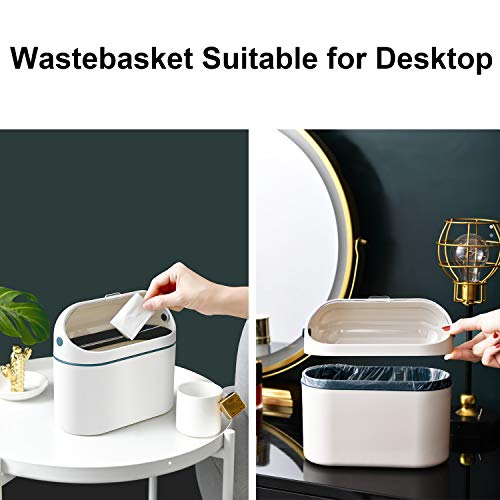 LALASTAR Desktop Trash Can with Lid, Mini Trash Can for Desk, Small Office Countertop Garbage Can, Mountable Tiny Wastebasket for RV, Dorm, Freezer, Laundry and More (Blue) - color: Blue