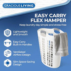 Gracious Living Laundry Basket, Easy Carry Flex Collapsible Hamper, 87.5 Liters, White - Large Plastic Clothes Storage Organizer for Home, Bathroom, and Bedroom - size: 1 Pack