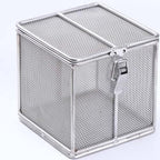 Carligo Multi-Purpose Stainless Steel Mini Organizer Storage Box with Lock - Versatile Basket for Jewelry, Tools, and Small Items (3.6 x 3.6 x 3.6 inches) - size: 4" x 4" x 4"