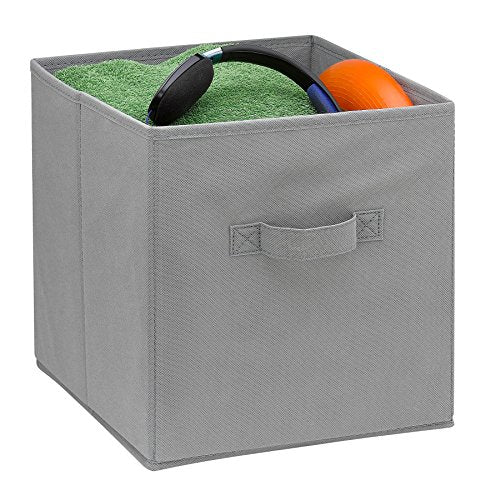 Handy Laundry Foldable Cube Storage Bins - 6 Pack - Decorative Fabric Storage Cubes are Collapsible & Great Organizer for Shelf, Closet or Underbed. Convenient for Clothes or Kids Toy Storage (Grey) - color: Grey